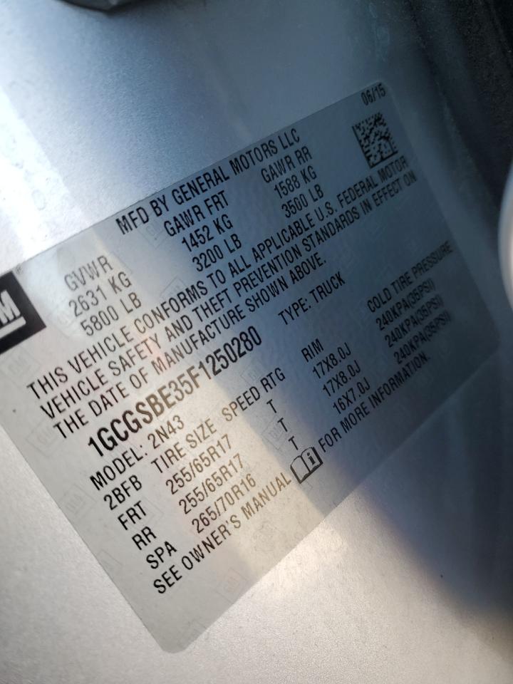 1GCGSBE35F1250280 2015 Chevrolet Colorado Lt 1GCGSBE35F1250280 2015 Chevrolet Colorado Lt