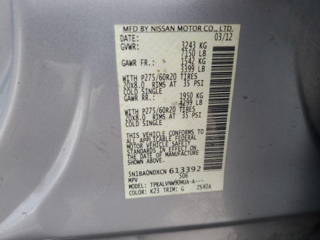 Lot #2339994594 2012 NISSAN ARMADA SV salvage car