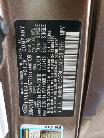 2011 Hyundai Veracruz Gls VIN: KM8NU4CC3BU174708 Lot: 36811814