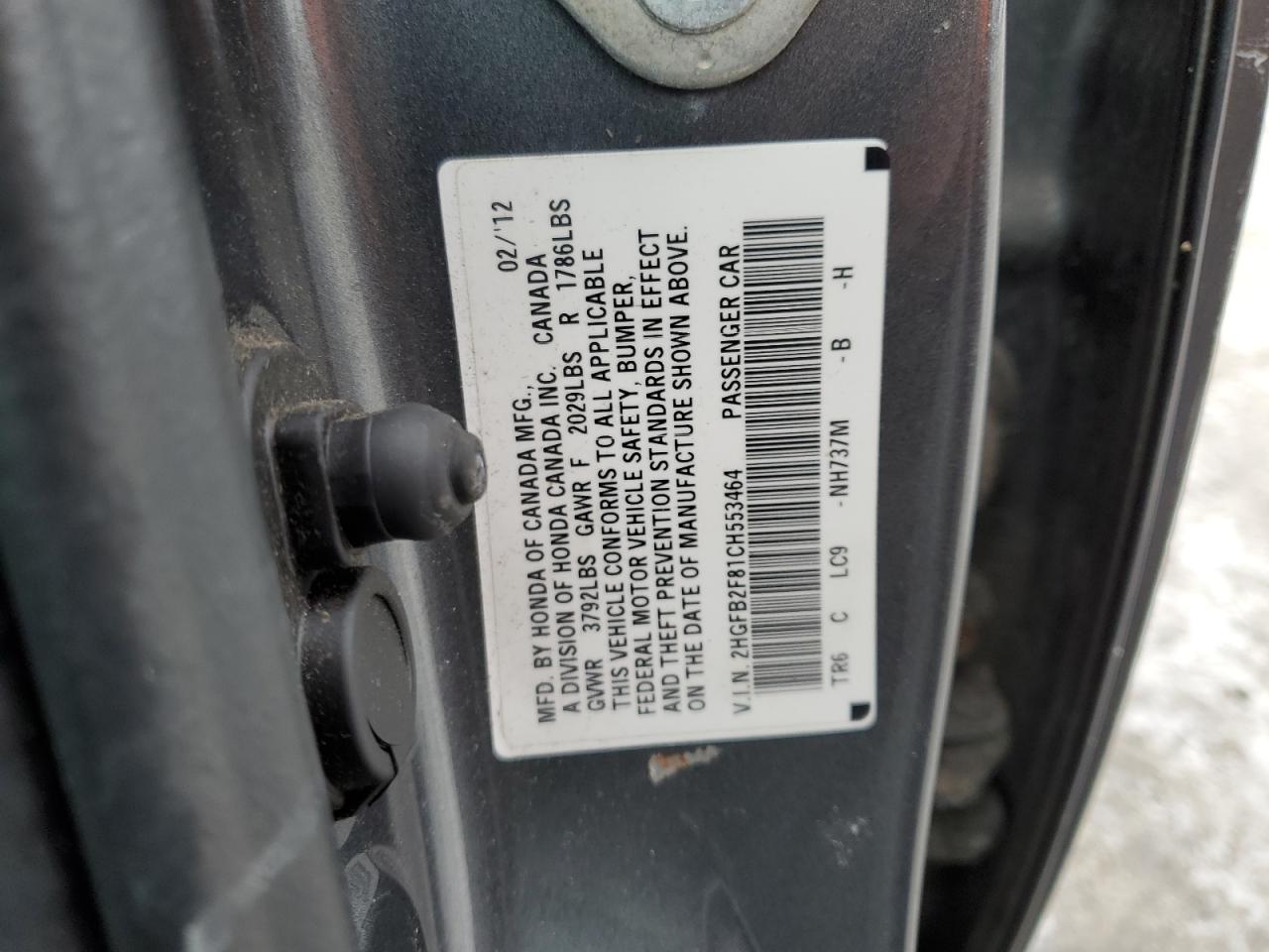 2HGFB2F81CH553464 2012 Honda Civic Ex