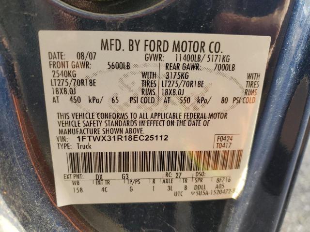 1FTWX31R18EC25112 | 2008 Ford f350 srw super duty