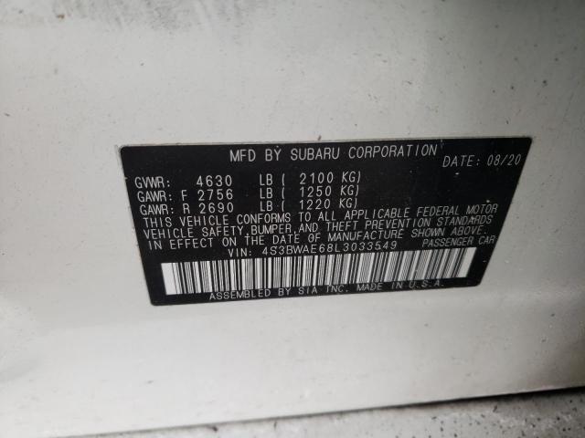 4S3BWAE68L3033549 | 2020 SUBARU LEGACY PRE