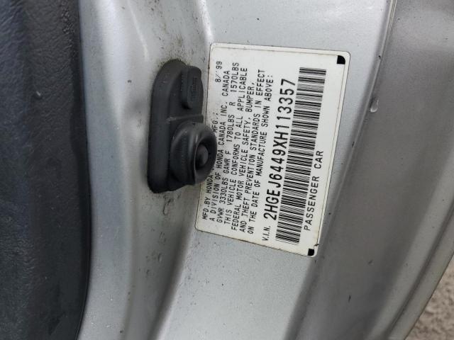 1999 Honda Civic Dx VIN: 2HGEJ6449XH113357 Lot: 38766944