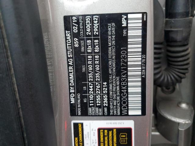 2019 MERCEDES-BENZ GLC 300 4M - WDC0G4KB3KV172301