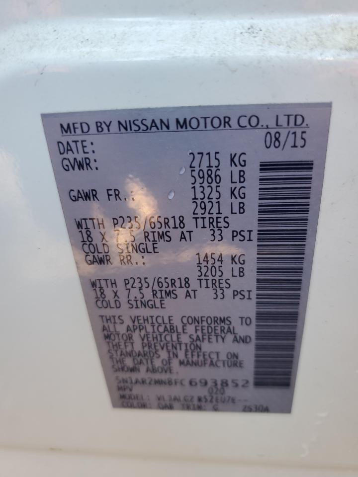 5N1AR2MN8FC693852 2015 Nissan Pathfinder Sl