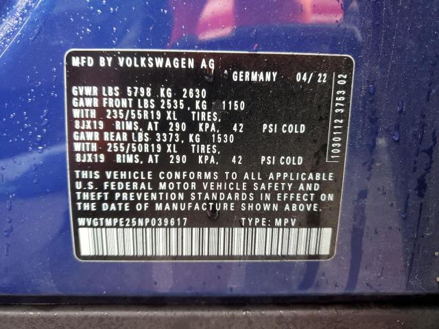 WVGTMPE25NP039617 2022 Volkswagen Id.4 Pro S