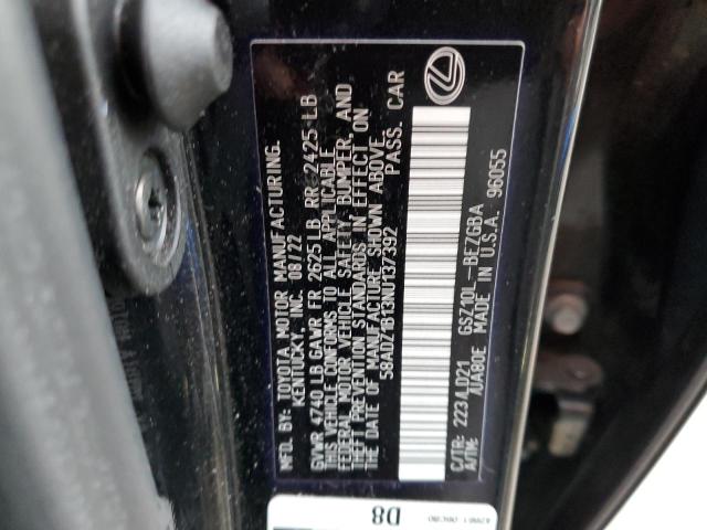 58ADZ1B13NU137392 | 2022 LEXUS ES 350 BAS