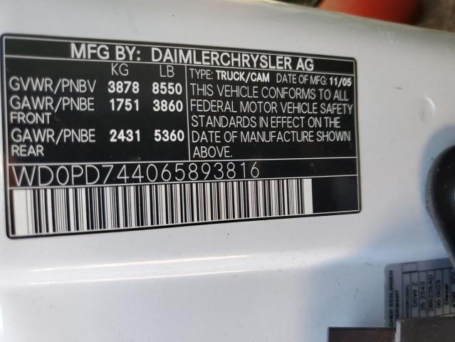 2006 Dodge Sprinter 2500 VIN: WD0PD744065893816 Lot: 38664654