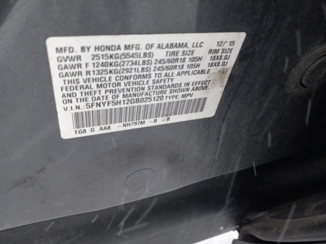 2016 Honda Pilot Lx VIN: 5FNYF5H12GB025120 Lot: 36967954