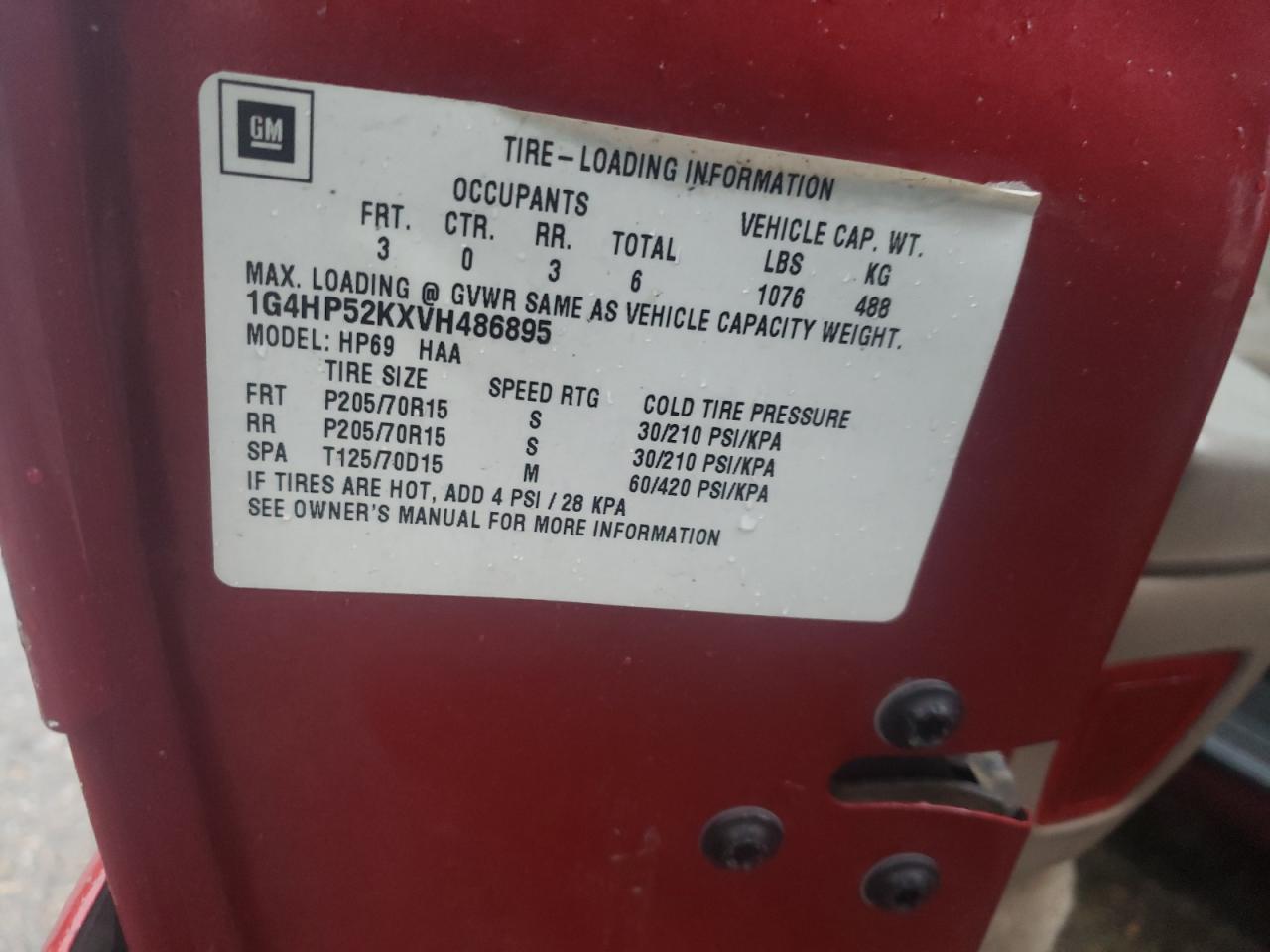 1g4hp52kxvh486895 1G4HP52KXVH486895 1997 Buick Lesabre Custom