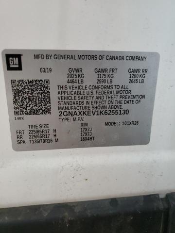 2GNAXKEV1K6255130 | 2019 CHEVROLET EQUINOX LT