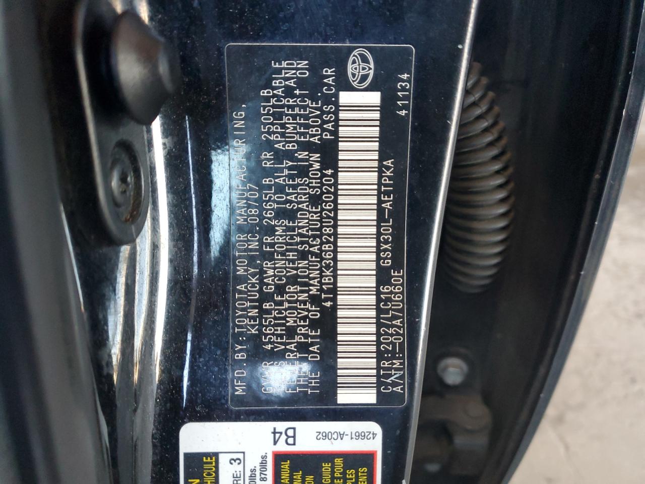 4T1BK36B28U260204 2008 Toyota Avalon Xl