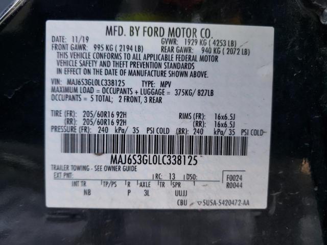 MAJ6S3GL0LC338125 | 2020 FORD ECOSPORT S