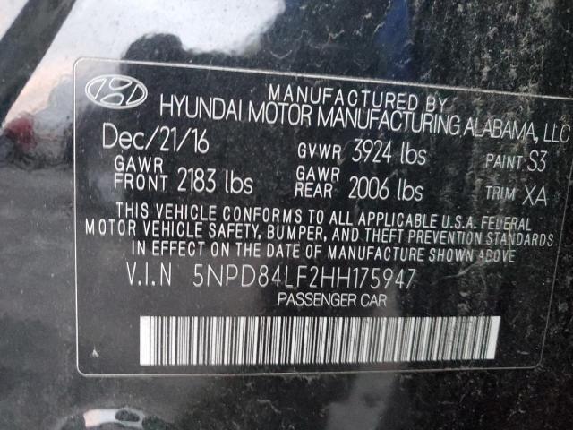 5NPD84LF2HH175947 | 2017 Hyundai elantra se