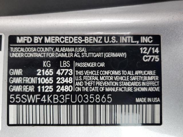 55SWF4KB3FU035865 | 2015 MERCEDES-BENZ C 300 4MAT