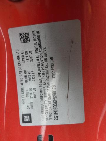2015 CHEVROLET CAMARO LT - 2G1FD3D3XF9290176