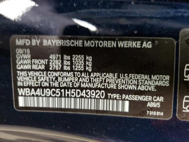 WBA4U9C51H5D43920 | 2017 BMW 430XI