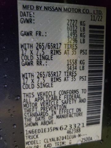 2023 NISSAN FRONTIER S 1N6ED1EJ5PN623321