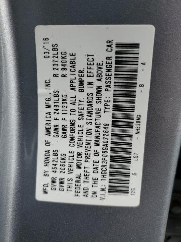 1HGCR3F06GA022649 | 2016 HONDA ACCORD EXL