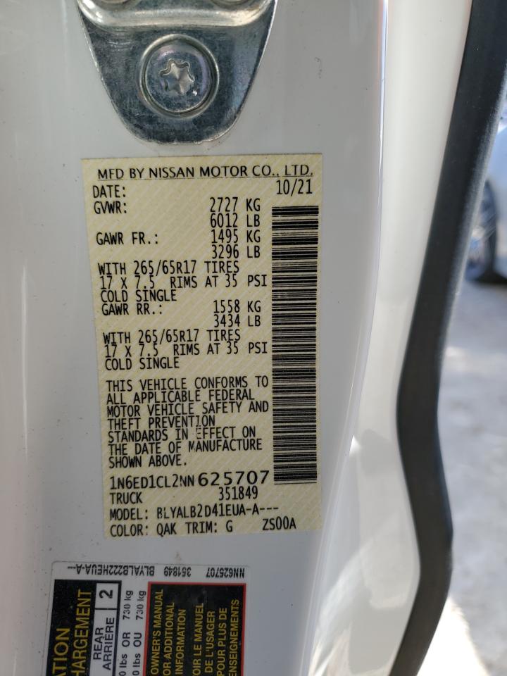 VIN: 1N6ED1CL2NN625707 2022 NISSAN FRONTIER