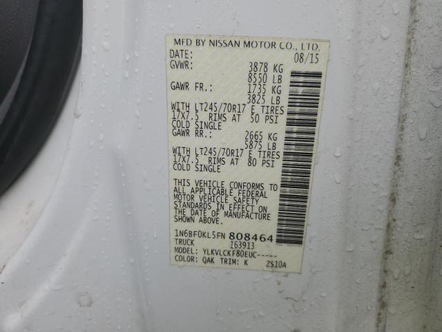 2015 NISSAN NV 1500 1N6BF0KL5FN808464