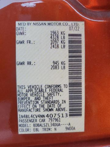 1N4BL4CV4NN407513 | 2022 NISSAN ALTIMA SR