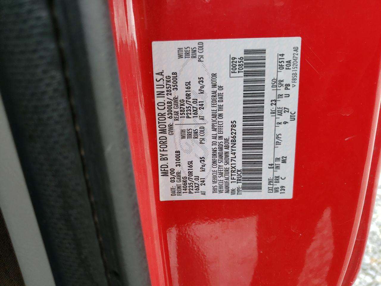 1FTRX17L4YNB62785 2000 Ford F150