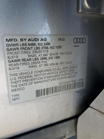 WA1EAAFY8N2114355 | 2022 AUDI Q5 PREMIUM