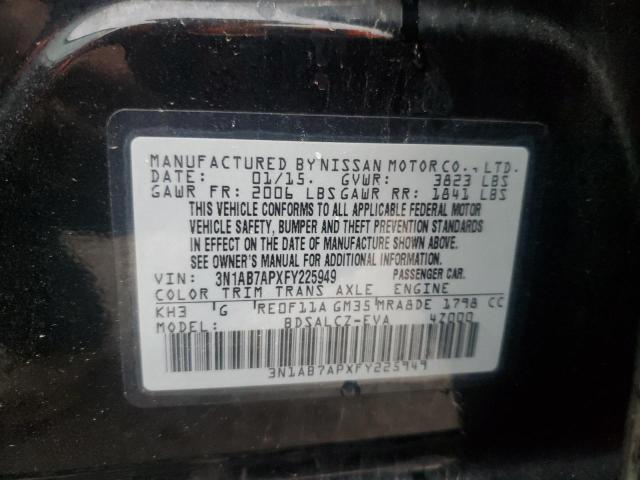 3N1AB7APXFY225949 | 2015 NISSAN SENTRA S