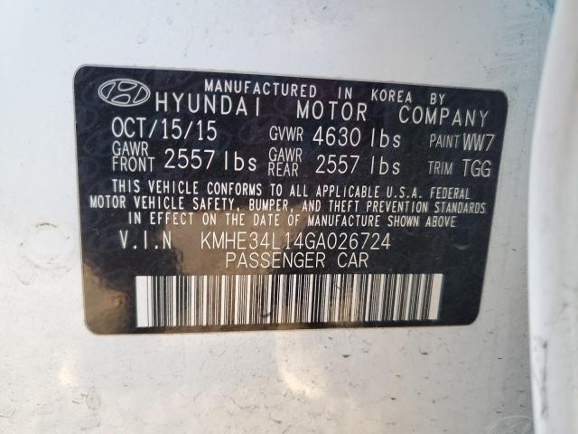 KMHE34L14GA026724 | 2016 HYUNDAI SONATA HYB