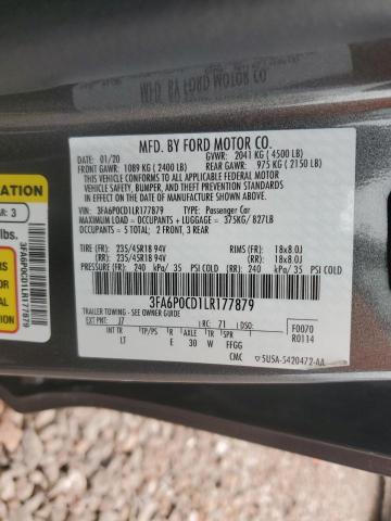 3FA6P0CD1LR177879 2020 FORD FUSION - Image 12