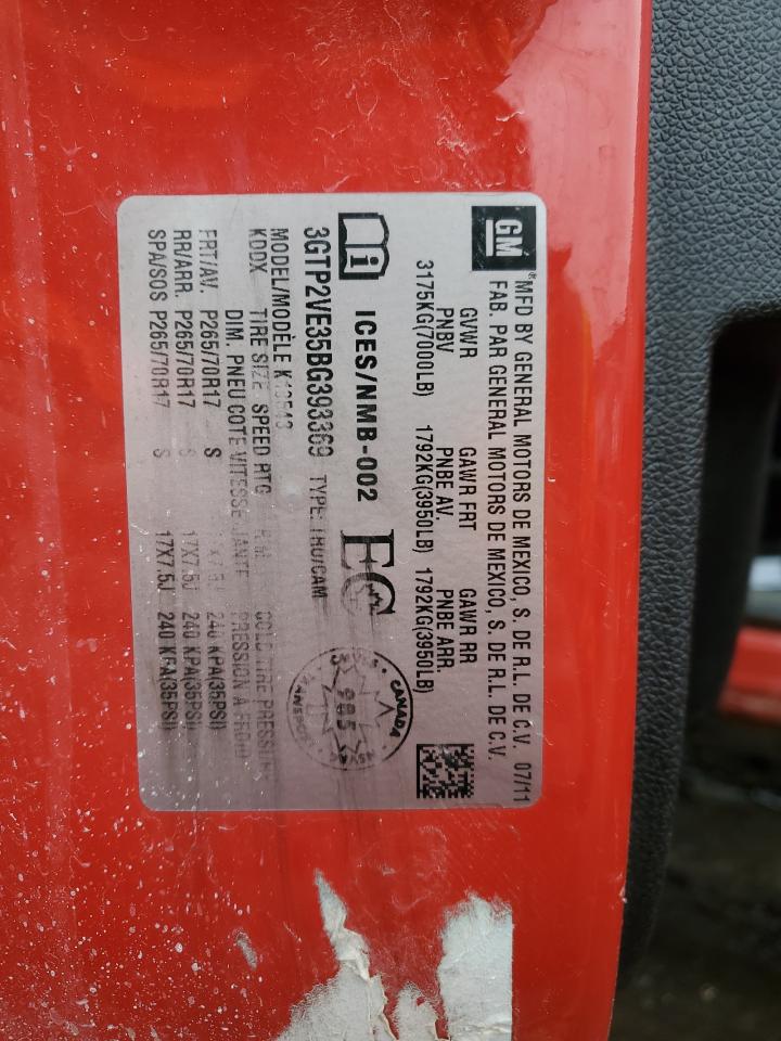 3GTP2VE35BG393369 2011 GMC Sierra K1500 Sle