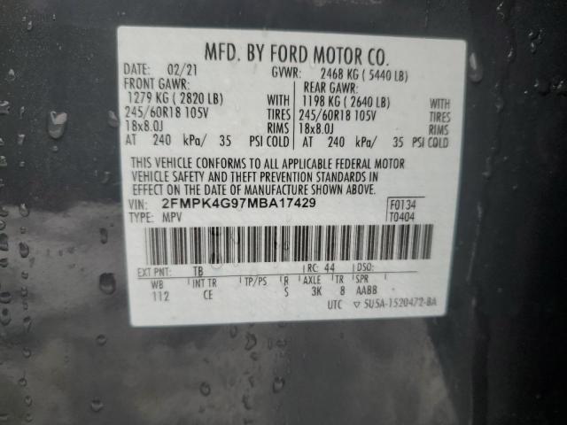 2FMPK4G97MBA17429 2021 FORD EDGE, photo no. 12