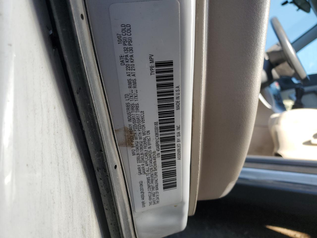 4S4BP61CX86339188 2008 Subaru Outback 2.5I