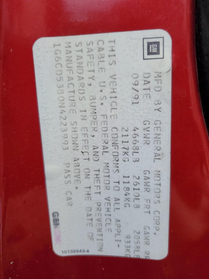 1G6CD53B0N4223993 1992 Cadillac Deville