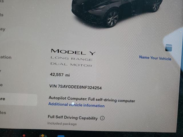 2022 TESLA MODEL Y - 7SAYGDEE8NF324254