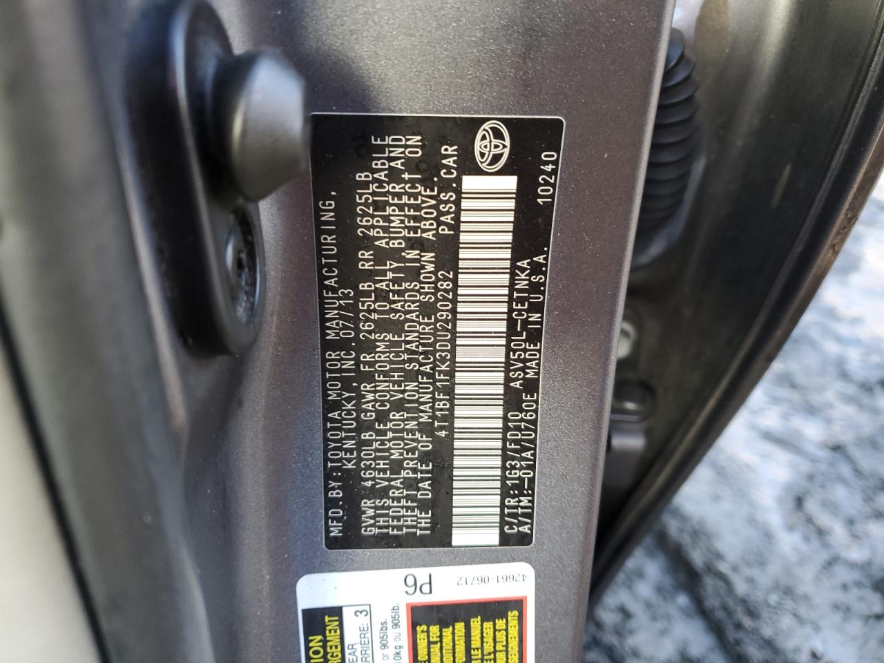 4T1BF1FK3DU290282 2013 Toyota Camry L