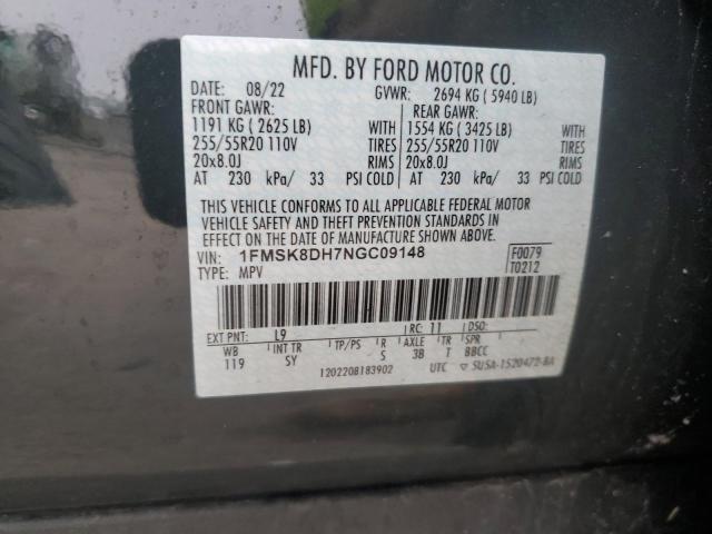2022 FORD EXPLORER X - 1FMSK8DH7NGC09148