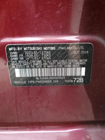 ML32A3HJ3KH003423 | 2019 MITSUBISHI MIRAGE ES