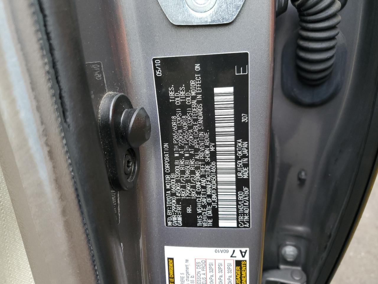 jtjbm7fx0a5014606 JTJBM7FX0A5014606 2010 Lexus Gx 460