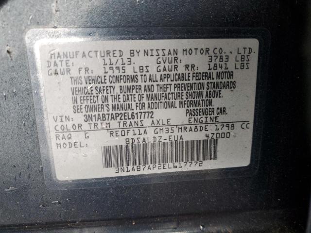 3N1AB7AP2EL617772 | 2014 NISSAN SENTRA S