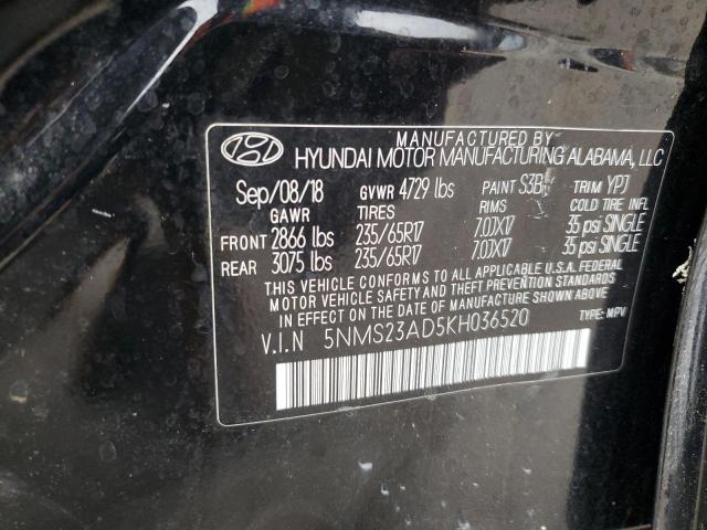 5NMS23AD5KH036520 | 2019 HYUNDAI SANTA FE S