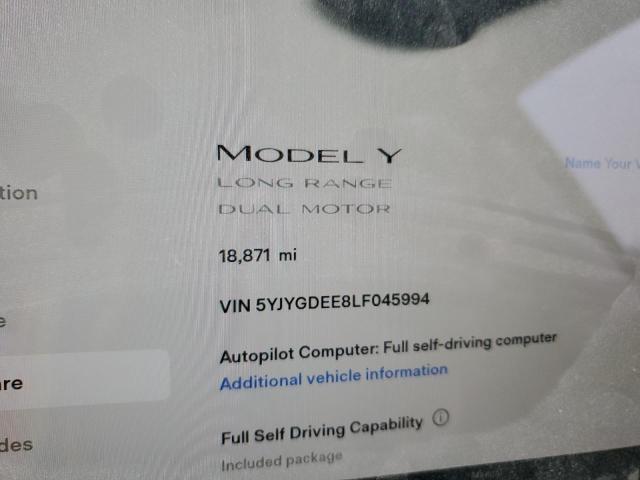 5YJYGDEE8LF045994 | 2020 TESLA MODEL Y