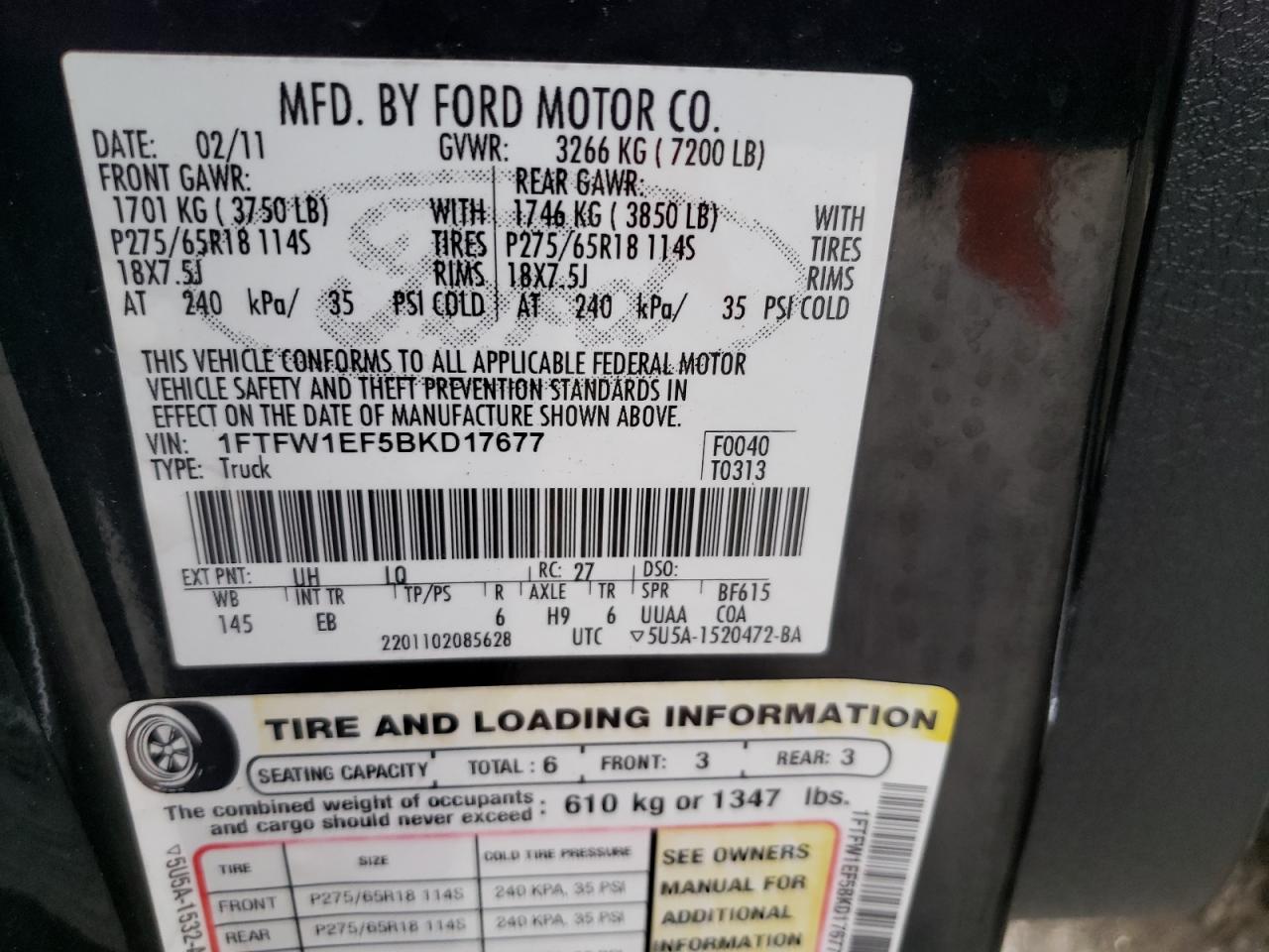 1FTFW1EF5BKD17677 2011 Ford F150 Supercrew