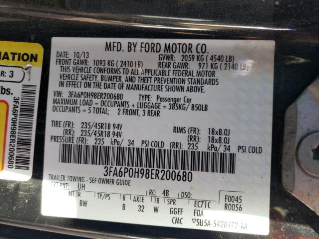 3FA6P0H98ER200680 | 2014 FORD FUSION SE