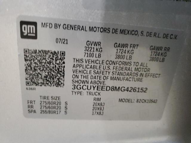 2021 Chevrolet Silverado K1500 Rst VIN: 3GCUYEED8MG426152 Lot: 82634943