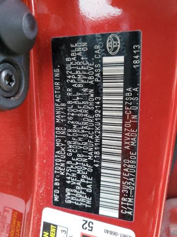 2019 TOYOTA CAMRY L 4T1B11HK2KU192143
