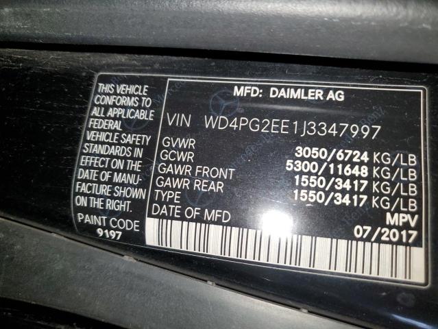 WD4PG2EE1J3347997 | 2018 MERCEDES-BENZ METRIS