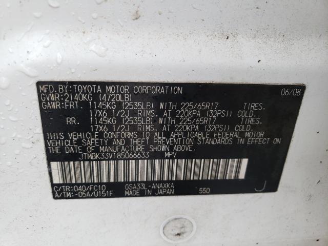 2008 Toyota Rav4 VIN: JTMBK33V185066633 Lot: 40064184