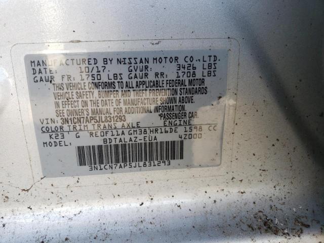 2018 NISSAN VERSA S - 3N1CN7AP5JL831293
